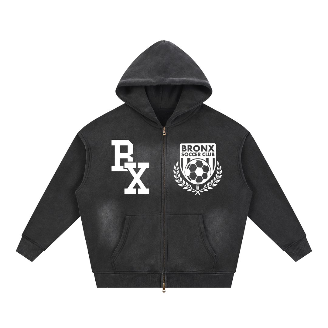 Bronx Soccer Club Sunfade Two-way Zipper Boxy Fleece Hoodie product image 1 of 8 by Bronx Native