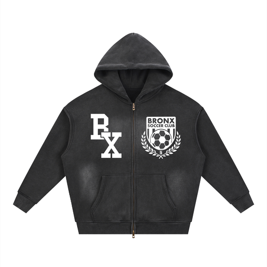 Bronx Soccer Club Sunfade Two-way Zipper Boxy Fleece Hoodie product image 1 of 8 by Bronx Native