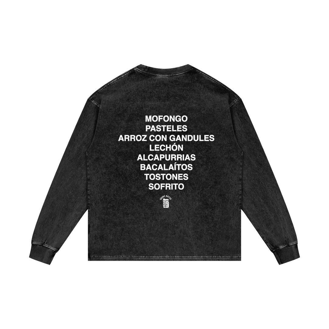 Nuyorican PR Edition Acid Wash Oversize Long Sleeve T-Shirt by Bronx Native