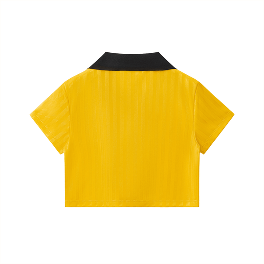 EL BRONX DR Contrast Collar Striped Cropped Jersey