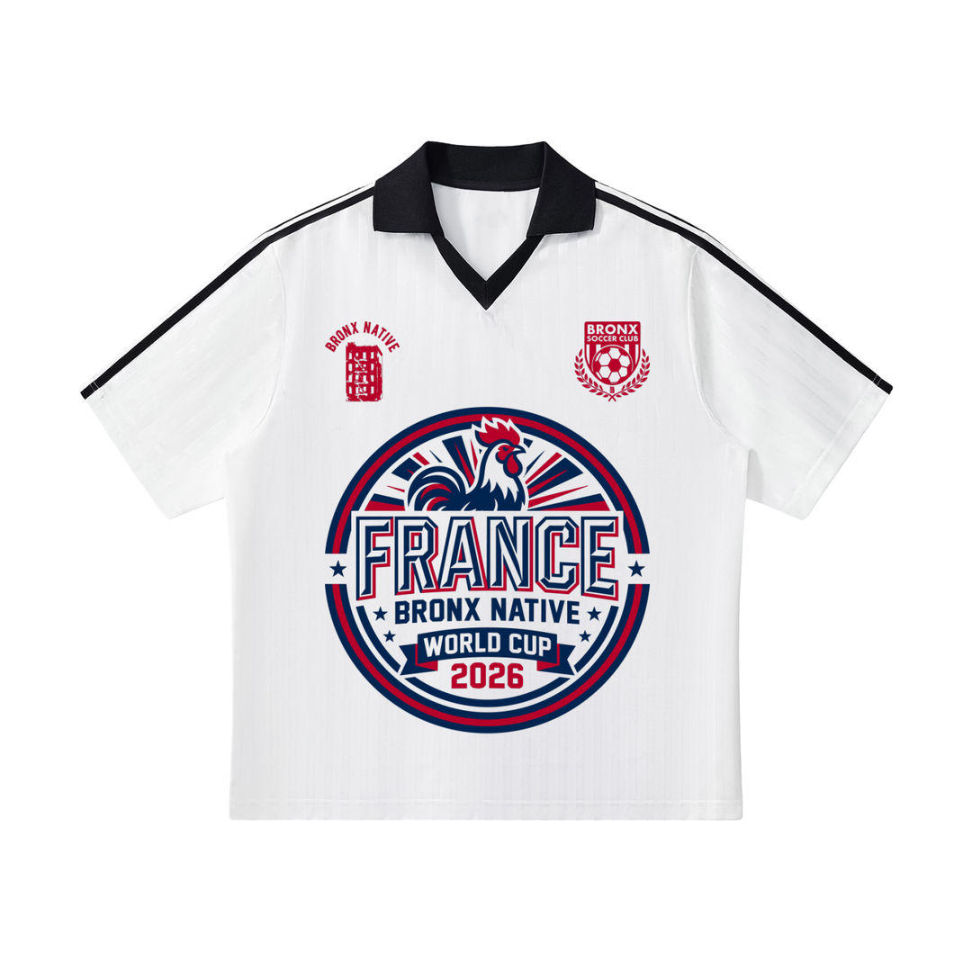 France x Bronx Native Contrast Collar Striped Soccer Jersey product image 1 of 2 by Bronx Native