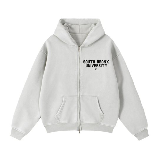 South Bronx University Zip-Through Boxy Fleece Hoodie