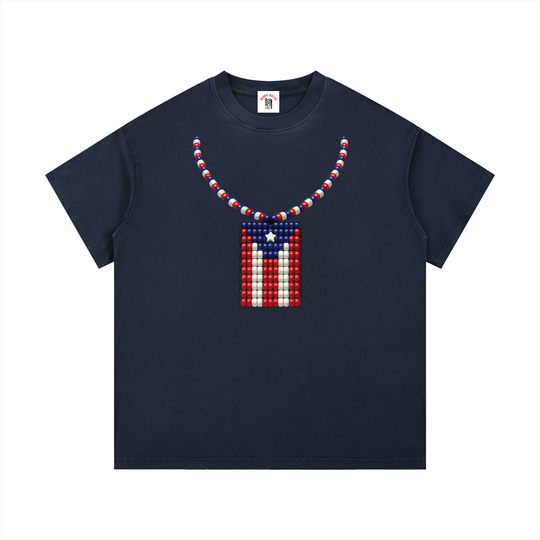 BronxRican PR Chain Vintage Wash Cotton T-Shirt by Bronx Native - Puerto Rico Collection