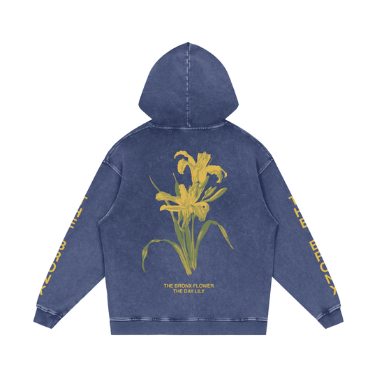 The Bronx Day Lily Snow Washed Loose Cotton Hoodie by Bronx Native for New York summer