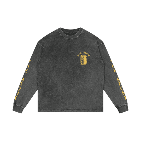 The Bronx Flower Acid Wash Oversize Long Sleeve T-Shirt Alt Colorway by Bronx Native for New York summer