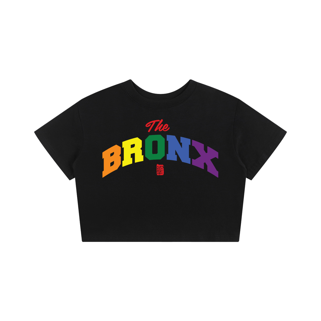 Bronx Pride Baby Tee Seamless T-Shirt by Bronx Native for Bronx Pride, NYC Pride, and inclusive New York streetwear