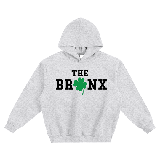 St. Patty's Day "The Bronx Clover" Limited Ed. Fleeced Boxy Hoodie by Bronx Native for New York summer