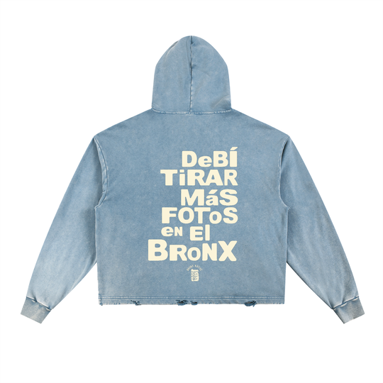 DTMF en El Bronx Vintage Washed Frayed-Hem Hoodie