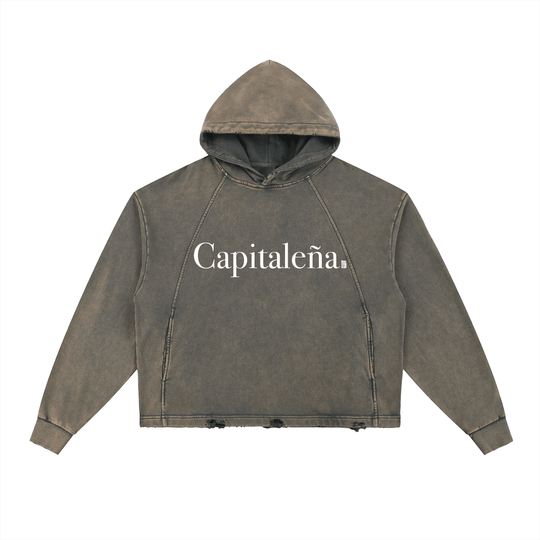 Capitaleña Vintage Washed Frayed-Hem Hoodie