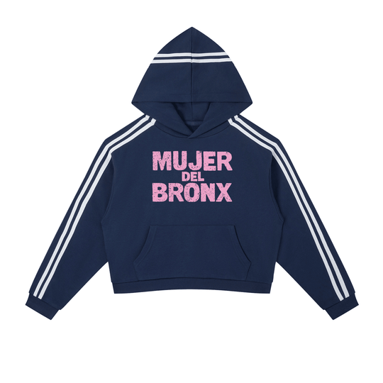 Mujer Del Bronx Contrast Side Stripe Cropped Hoodie
