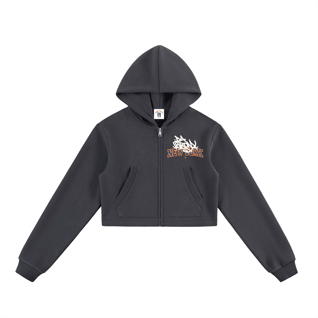 Bronx Basketball 2026 Playoff Edition Women's Essential Cropped Zip-Up Hoodie by Bronx Native