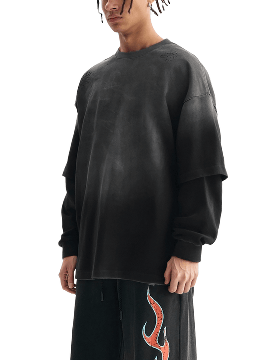 Bronx MAXXing Sunfade Hand-Frayed Faux Two-Piece T-Shirt by Bronx Native for New York summer