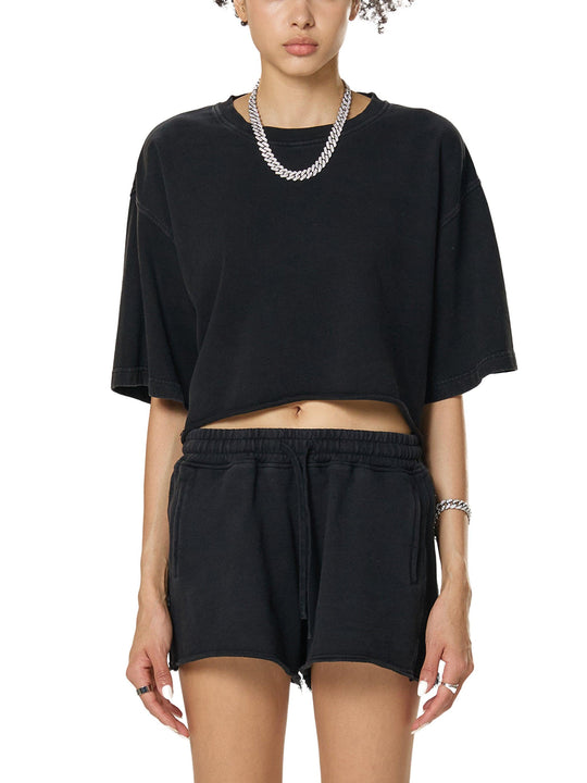 Bronx Basketball 2026 Playoff Edition Women's Snow Washed Raw Edge Crop Top by Bronx Native