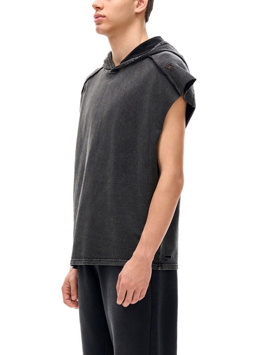 Boogie Down My City Snow Washed Boxy Hooded Tank Top by Bronx Native, Summer 2026 tank tops with BX pride and New York streetwear energy