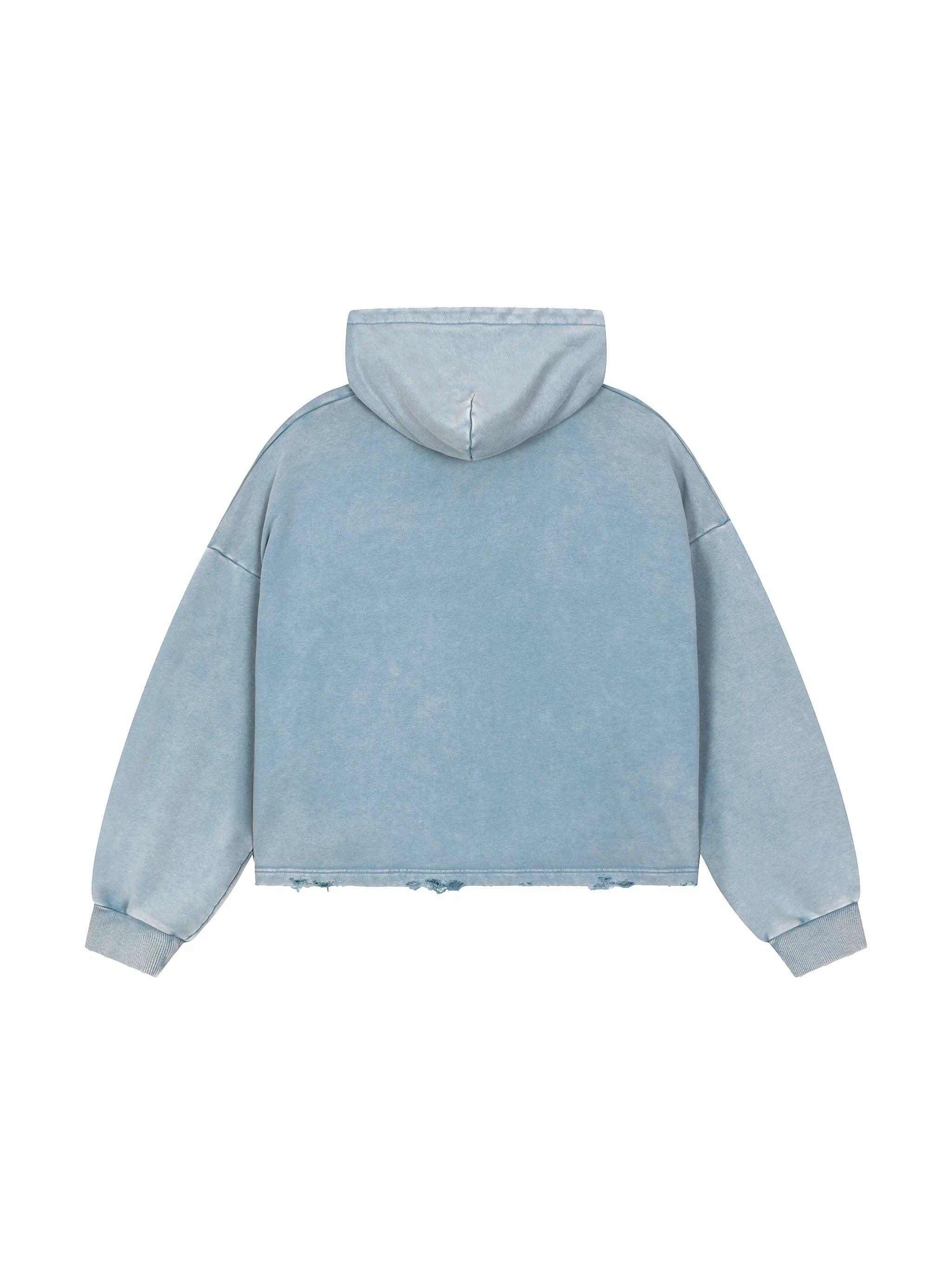 90's old“”鬼フェード“broken boro sweat Bronx LOVE 🩷 Vintage Washed Frayed-Hem Hoodie | Bronx Native