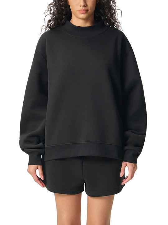 BX Community Womens Essential Fleece Mock-Neck Crew Sweatshirt