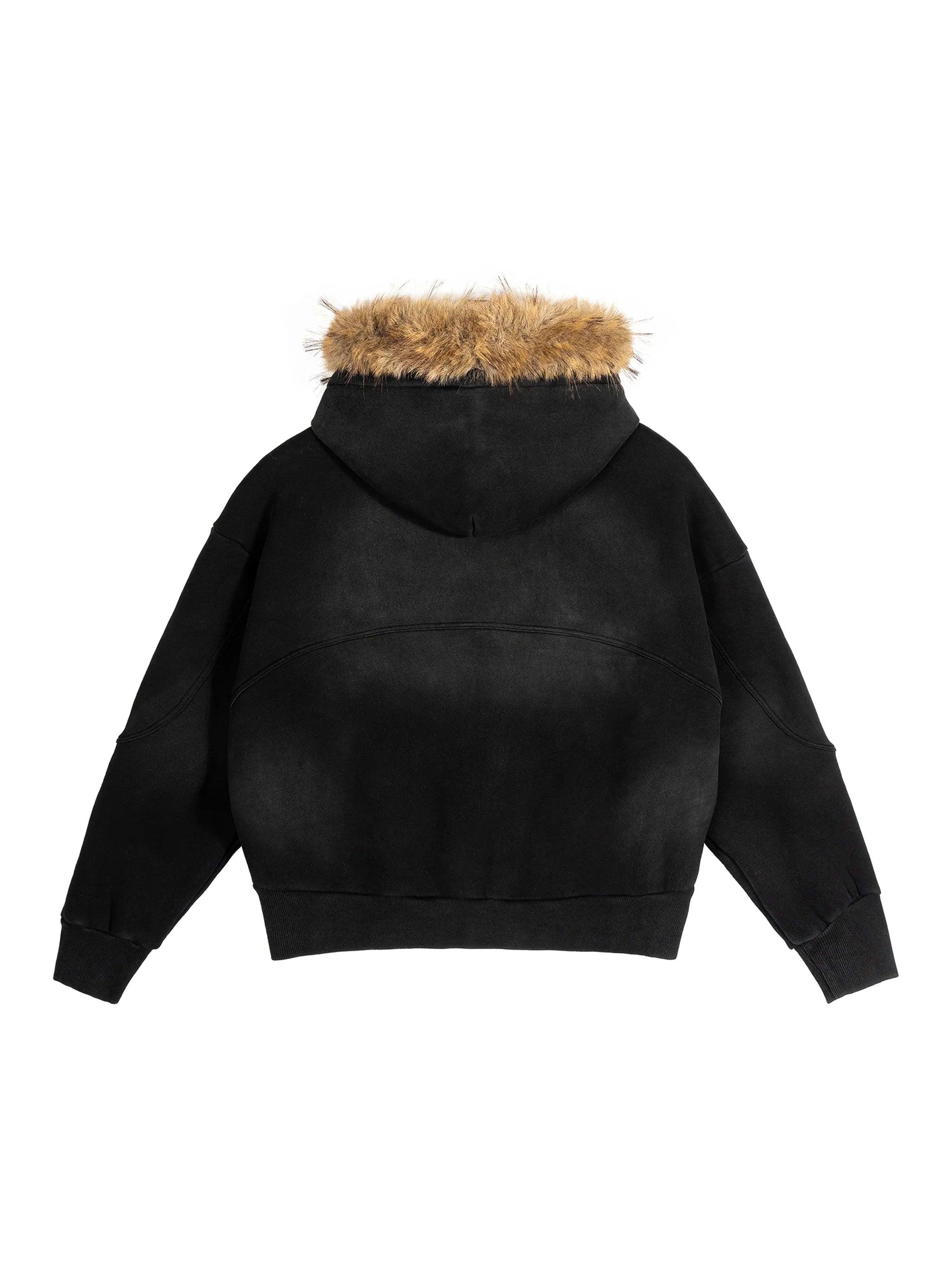 BXN Classy Sun Fade Boxy Detachable Fur Hoodie – Bronx Native Shop
