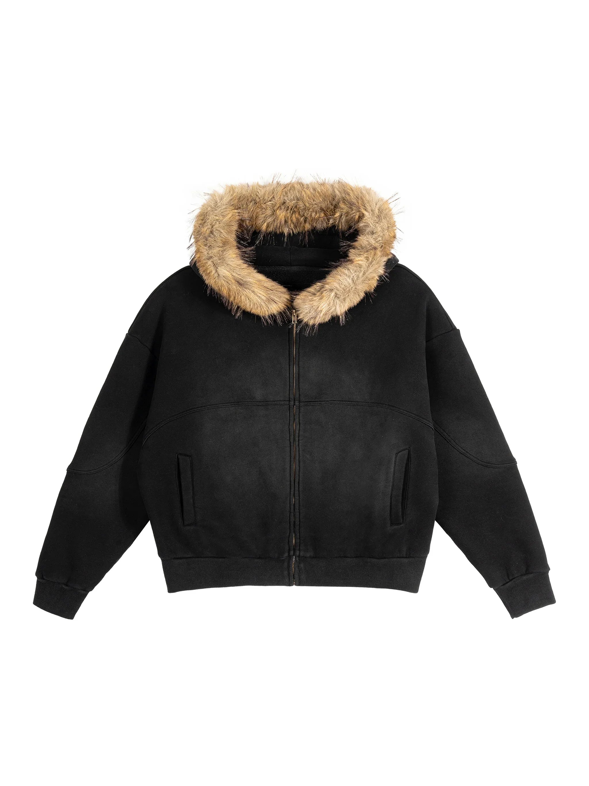 BXN Classy Sun Fade Boxy Detachable Fur Hoodie – Bronx Native Shop