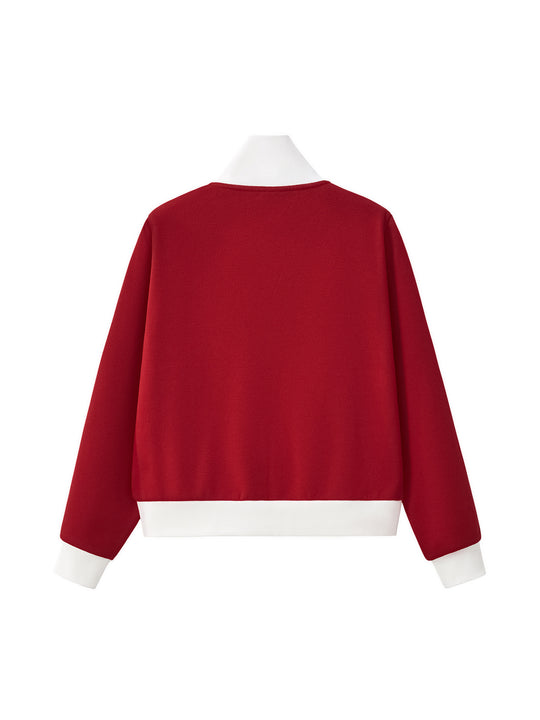 Quarter Waters Womens Contrast Side Stripe Fleece Cropped Track Jacket