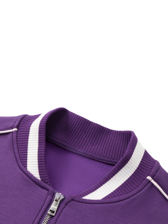 Bronx Native Classy Contrast Piping Zip Bomber Jacket