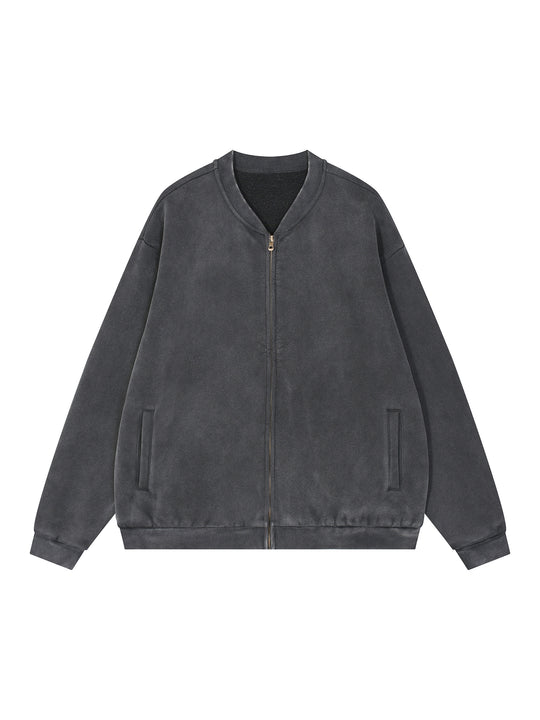 Vintage Washed Fleece Baseball Jacket