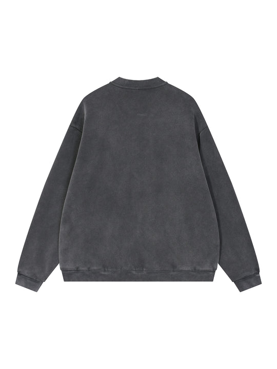 Vintage Washed Fleece Baseball Jacket