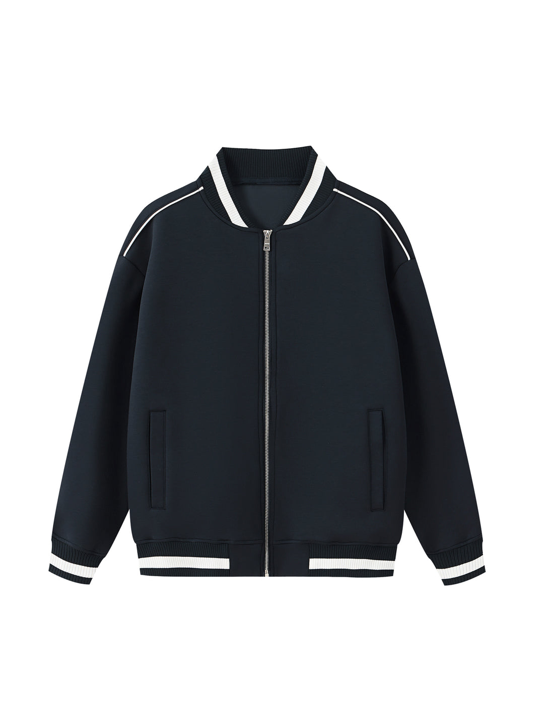 Bronx Native Classy Contrast Piping Zip Bomber Jacket
