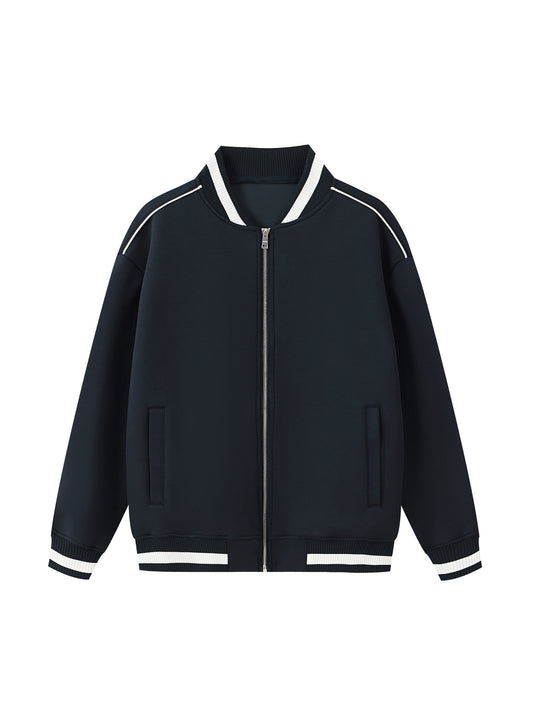 Bronx Native Classy Contrast Piping Zip Bomber Jacket